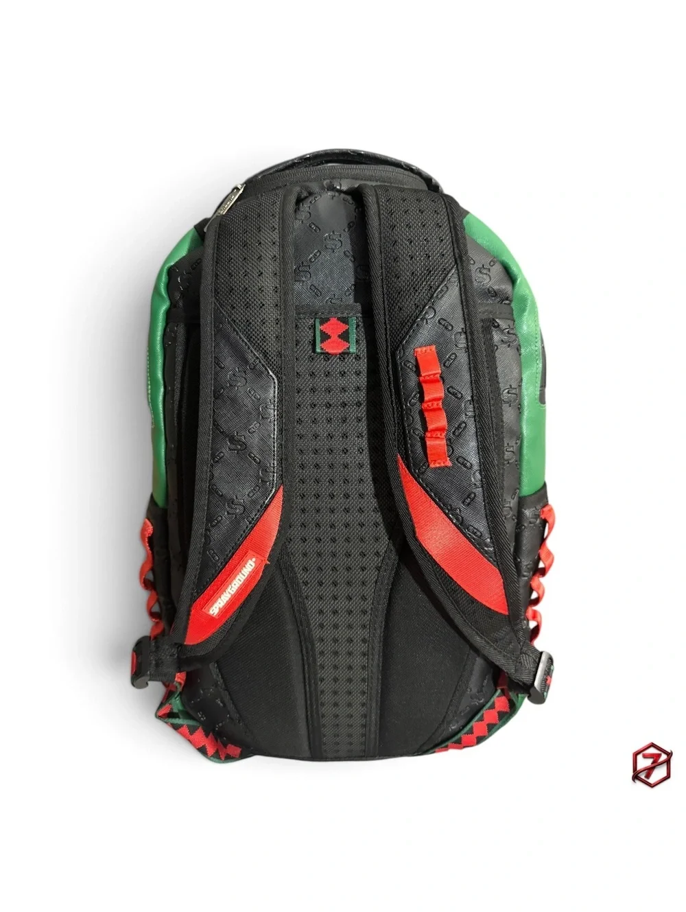 Sprayground Dinero Shark Backpack DLXV Limited Edition HTF Black Red Green